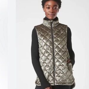 Athleta Quilted Metallic Puffer Vest